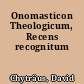 Onomasticon Theologicum, Recens recognitum