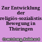 Zur Entwicklung der religiös-sozialistischen Bewegung in Thüringen 1918-1933