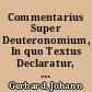 Commentarius Super Deuteronomium, In quo Textus Declaratur, Quaestiones dubiae evolvuntur, Observationes eruuntur, et loca in speciem pugnantia conciliantur