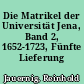 Die Matrikel der Universität Jena, Band 2, 1652-1723, Fünfte Lieferung