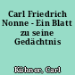 Carl Friedrich Nonne - Ein Blatt zu seine Gedächtnis