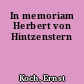 In memoriam Herbert von Hintzenstern