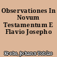 Observationes In Novum Testamentum E Flavio Josepho